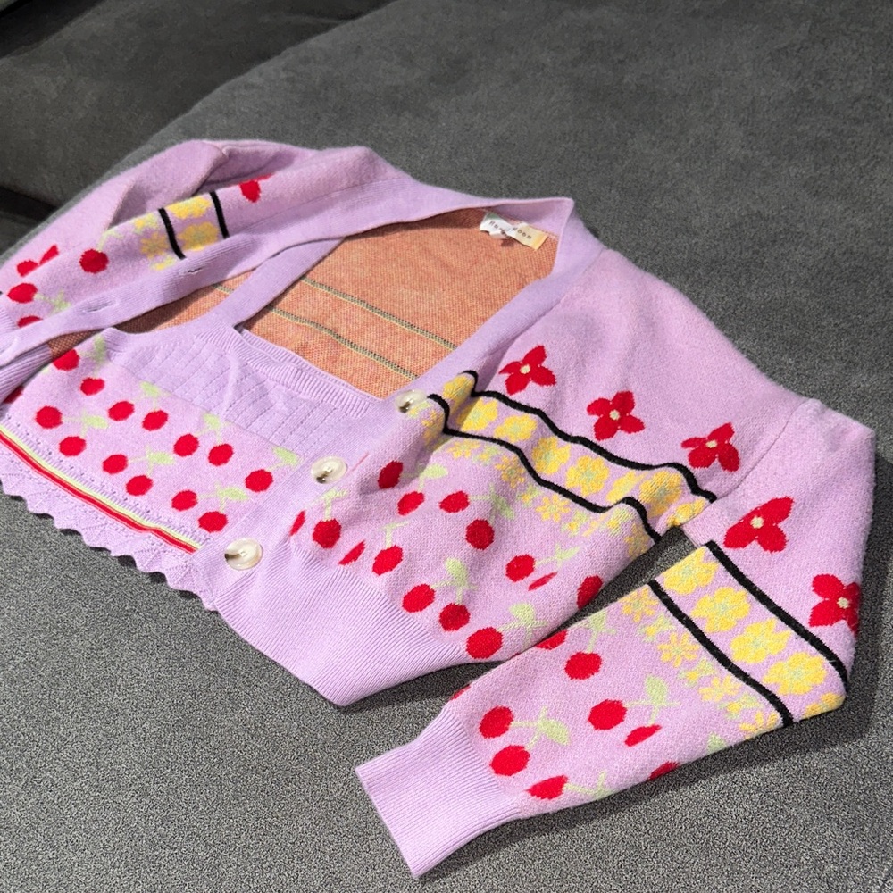 Hazel Moon Y2K 2PC! Lavender & Floral Top + Cardigan DUO SET (size: Medium) - Picture 7 of 13